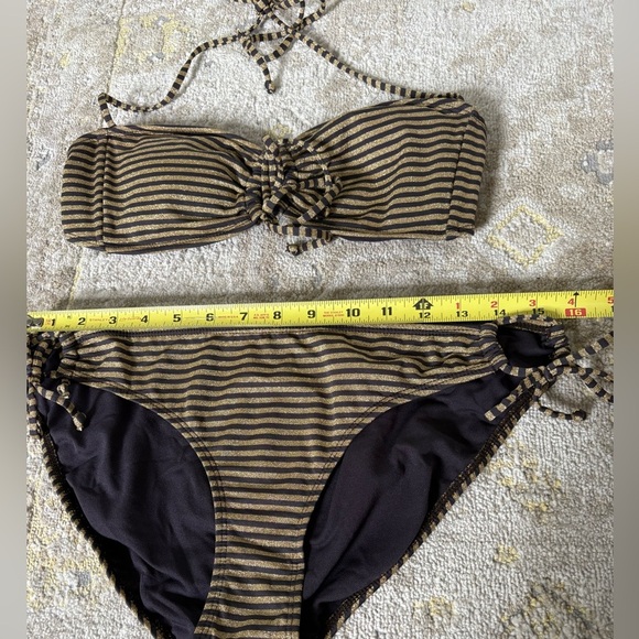 Nautical Metallic Gold Stripe Bikini Set - Picture 4 of 10